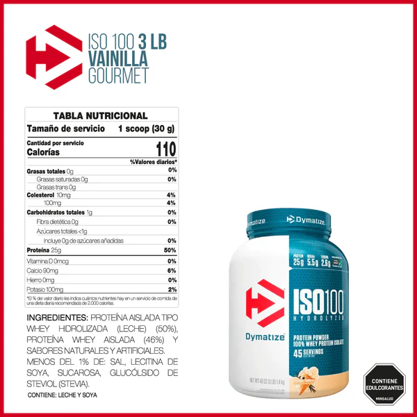 PROTEINA ISO 100 HYDROLYZED 3 LIBRAS - Imagen 2