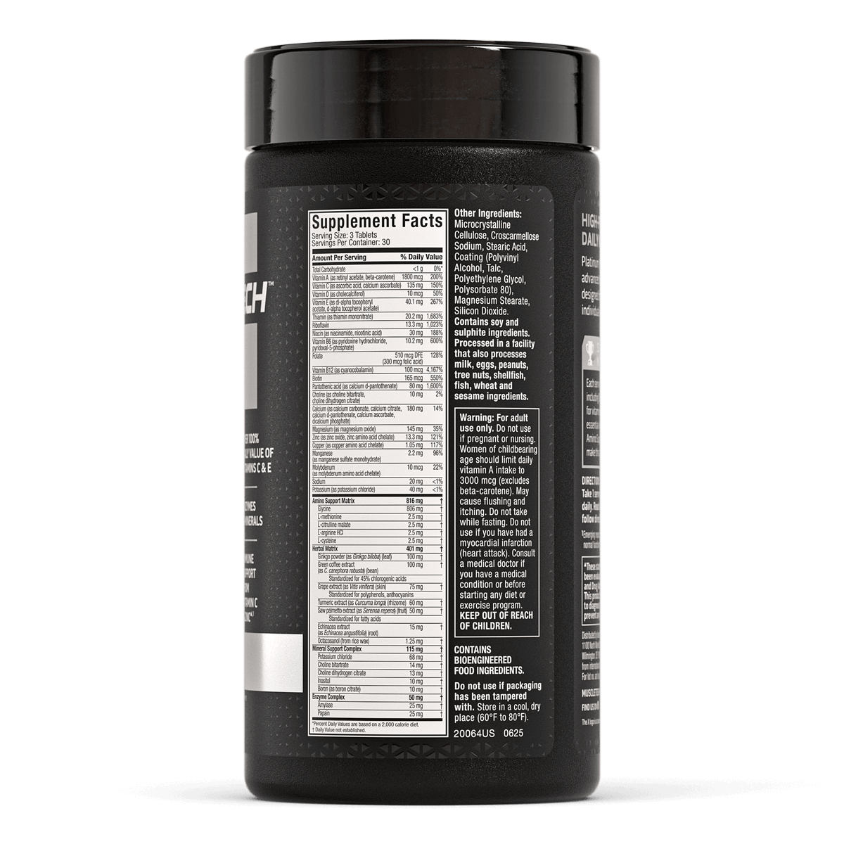 PLATINUM MULTIVITAMINICO 90 CAPSULAS MUSCLETECH - Imagen 2