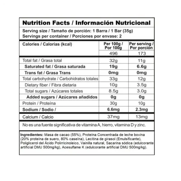PROTEIN CHOCOLATE BARRA - Imagen 2